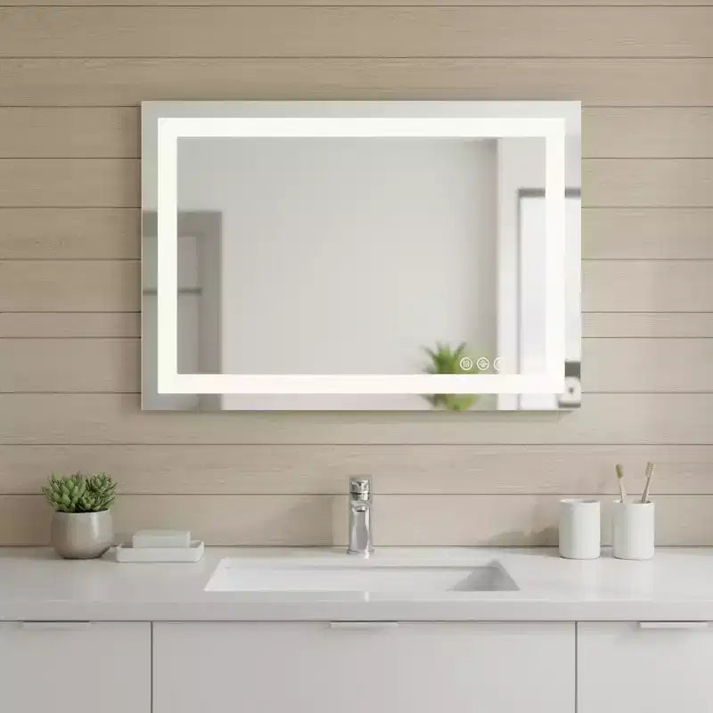 Miroir de courtoisie sans cadre HomeRoots 24, éclairé et transparent