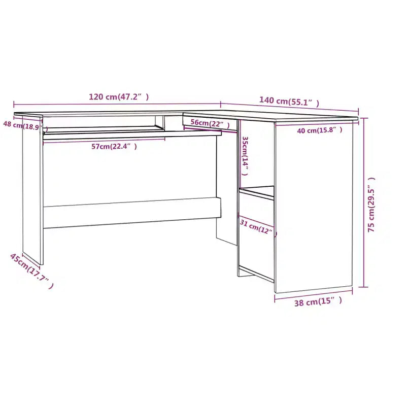 Bureau d'ordinateur moderne en L Clihome, poste de travail d'angle réglable avec de nombreuses étagères de rangement pour les petits espaces