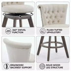 Homy Casa Lot de 2 tabourets de bar pivotants hauteur comptoir avec dossier capitonné et clous décoratifs, sièges rembourrés, hauteur d'assise de 64 cm