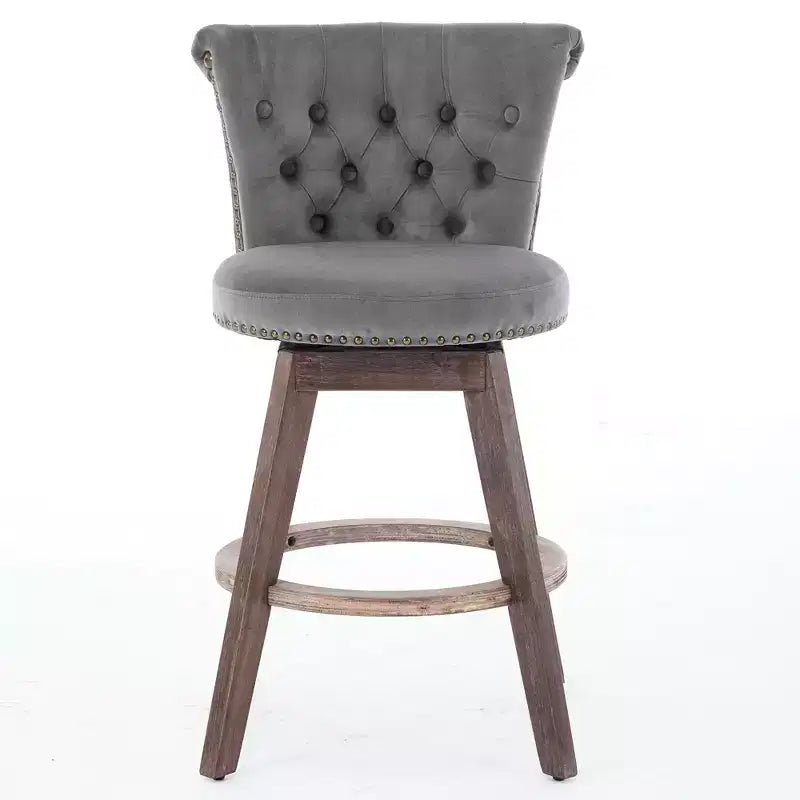 Homy Casa Lot de 2 tabourets de bar pivotants hauteur comptoir avec dossier capitonné et clous décoratifs, sièges rembourrés, hauteur d'assise de 64 cm