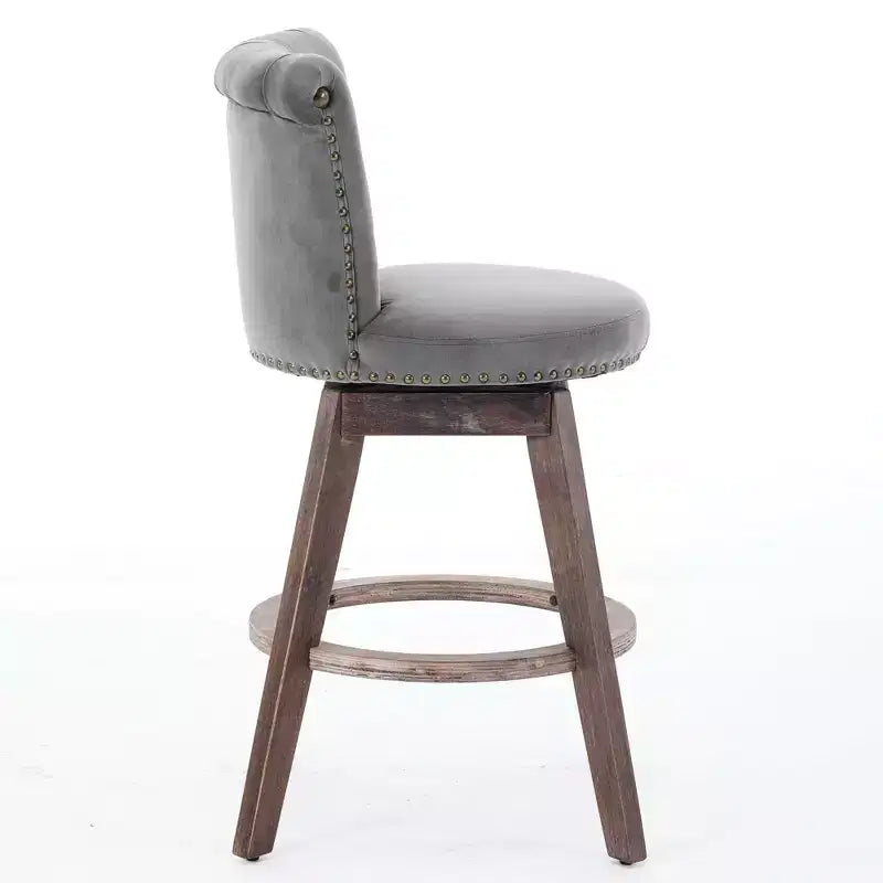 Homy Casa Lot de 2 tabourets de bar pivotants hauteur comptoir avec dossier capitonné et clous décoratifs, sièges rembourrés, hauteur d'assise de 64 cm