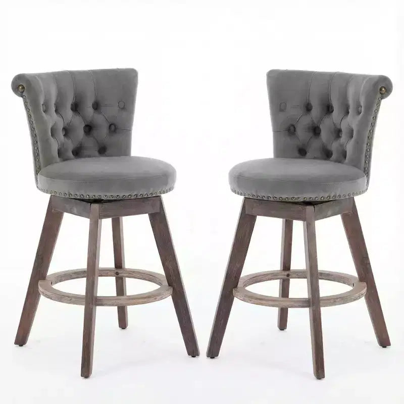 Homy Casa Lot de 2 tabourets de bar pivotants hauteur comptoir avec dossier capitonné et clous décoratifs, sièges rembourrés, hauteur d'assise de 64 cm