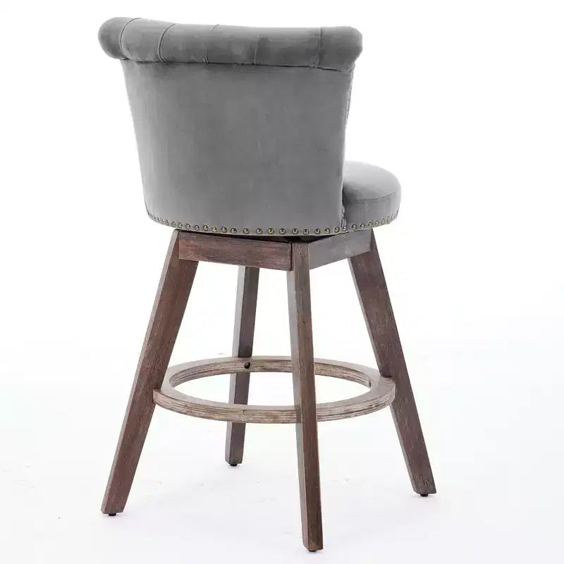 Homy Casa Lot de 2 tabourets de bar pivotants hauteur comptoir avec dossier capitonné et clous décoratifs, sièges rembourrés, hauteur d'assise de 64 cm
