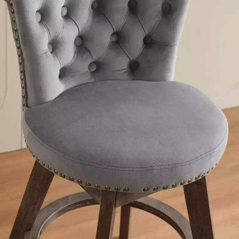 Homy Casa Lot de 2 tabourets de bar pivotants hauteur comptoir avec dossier capitonné et clous décoratifs, sièges rembourrés, hauteur d'assise de 64 cm