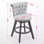 Homy Casa Lot de 2 tabourets de bar pivotants hauteur comptoir avec dossier capitonné et clous décoratifs, sièges rembourrés, hauteur d'assise de 64 cm