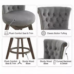 Homy Casa Lot de 2 tabourets de bar pivotants hauteur comptoir avec dossier capitonné et clous décoratifs, sièges rembourrés, hauteur d'assise de 64 cm