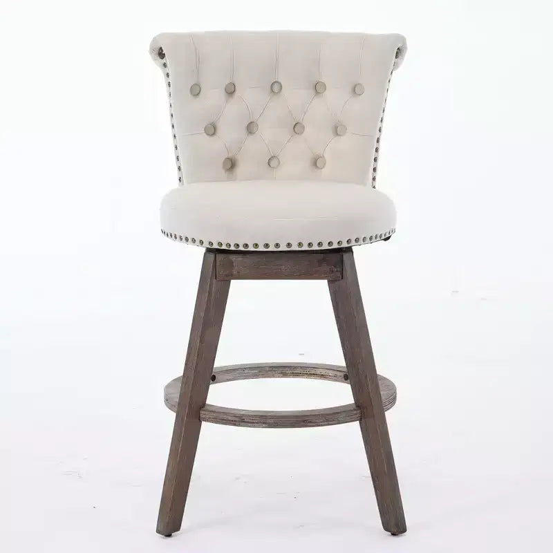 Homy Casa Lot de 2 tabourets de bar pivotants hauteur comptoir avec dossier capitonné et clous décoratifs, sièges rembourrés, hauteur d'assise de 64 cm