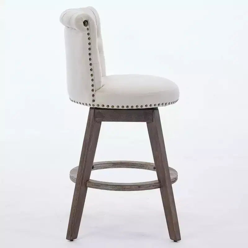 Homy Casa Lot de 2 tabourets de bar pivotants hauteur comptoir avec dossier capitonné et clous décoratifs, sièges rembourrés, hauteur d'assise de 64 cm