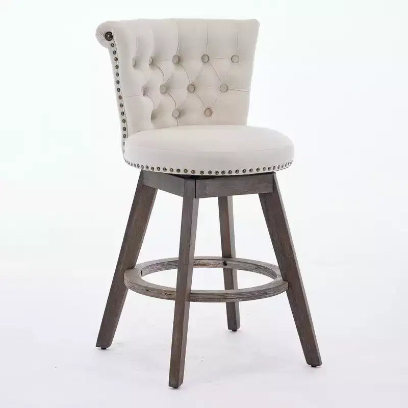 Homy Casa Lot de 2 tabourets de bar pivotants hauteur comptoir avec dossier capitonné et clous décoratifs, sièges rembourrés, hauteur d'assise de 64 cm