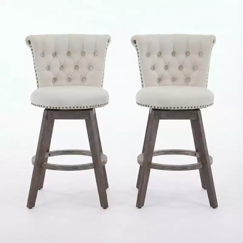 Homy Casa Lot de 2 tabourets de bar pivotants hauteur comptoir avec dossier capitonné et clous décoratifs, sièges rembourrés, hauteur d'assise de 64 cm