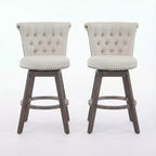 Homy Casa Lot de 2 tabourets de bar pivotants hauteur comptoir avec dossier capitonné et clous décoratifs, sièges rembourrés, hauteur d'assise de 64 cm
