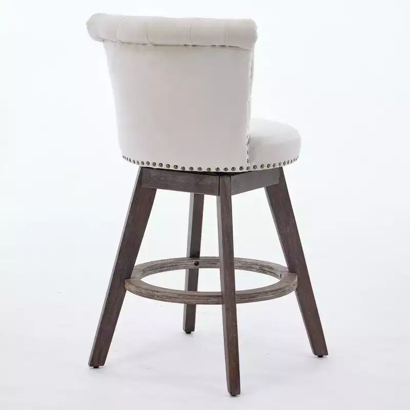 Homy Casa Lot de 2 tabourets de bar pivotants hauteur comptoir avec dossier capitonné et clous décoratifs, sièges rembourrés, hauteur d'assise de 64 cm