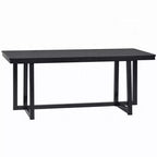 Table à manger Royal Hampton, plateau rectangulaire 180 cm, pieds tréteaux, noir moderne