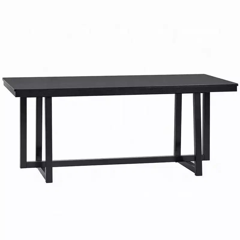 Table à manger Royal Hampton, plateau rectangulaire 180 cm, pieds tréteaux, noir moderne