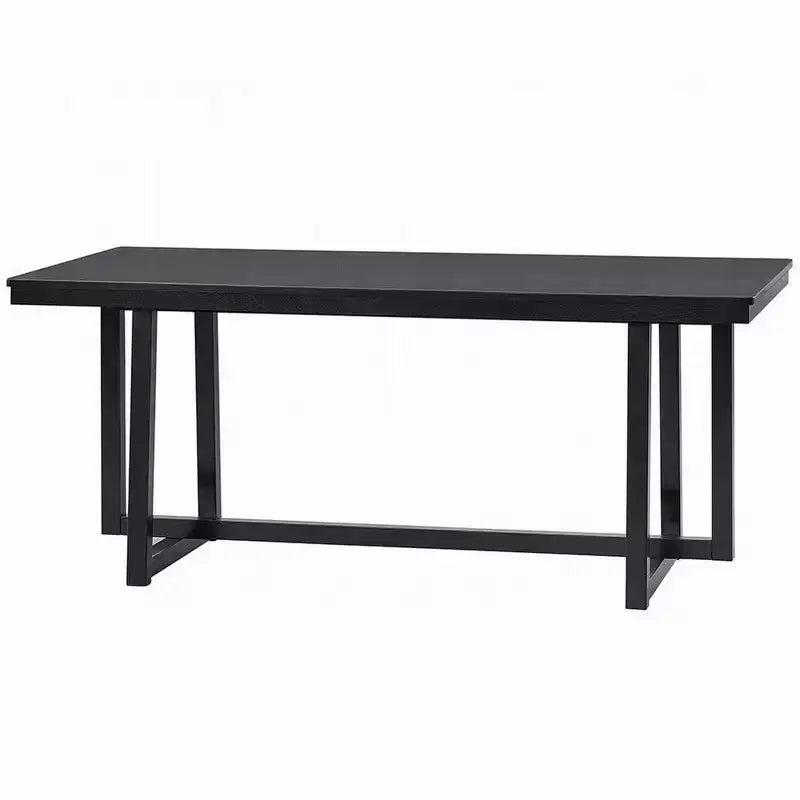 Table à manger Royal Hampton, plateau rectangulaire 180 cm, pieds tréteaux, noir moderne
