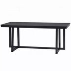 Table à manger Royal Hampton, plateau rectangulaire 180 cm, pieds tréteaux, noir moderne