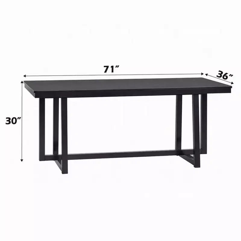 Table à manger Royal Hampton, plateau rectangulaire 180 cm, pieds tréteaux, noir moderne