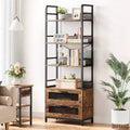 Rustic-style bookshelf, four-tier storage rack, suitable for bedrooms, living rooms, and home offices