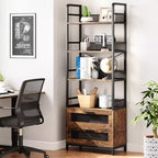 Étagère de style rustique, meuble de rangement à quatre niveaux, adaptée aux chambres, salons et bureaux à domicile
