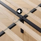Cadre de lit King Size réglable avec tête de lit tapissée en lin, plateforme de lit robuste à lattes en bois, pas besoin de sommier tapissier, fond de matelas inclus