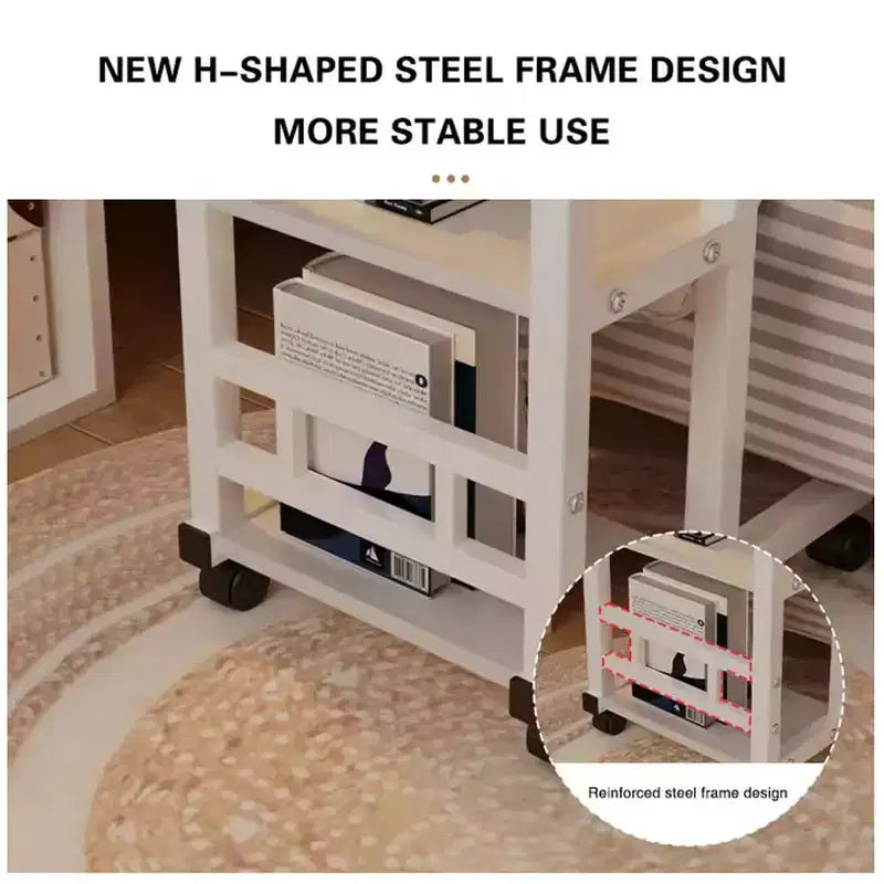 Table d'appoint réglable en hauteur COZONY, bureau mobile pour ordinateur portable avec roulettes, tiroir de rangement pour canapé, salon, chambre à coucher