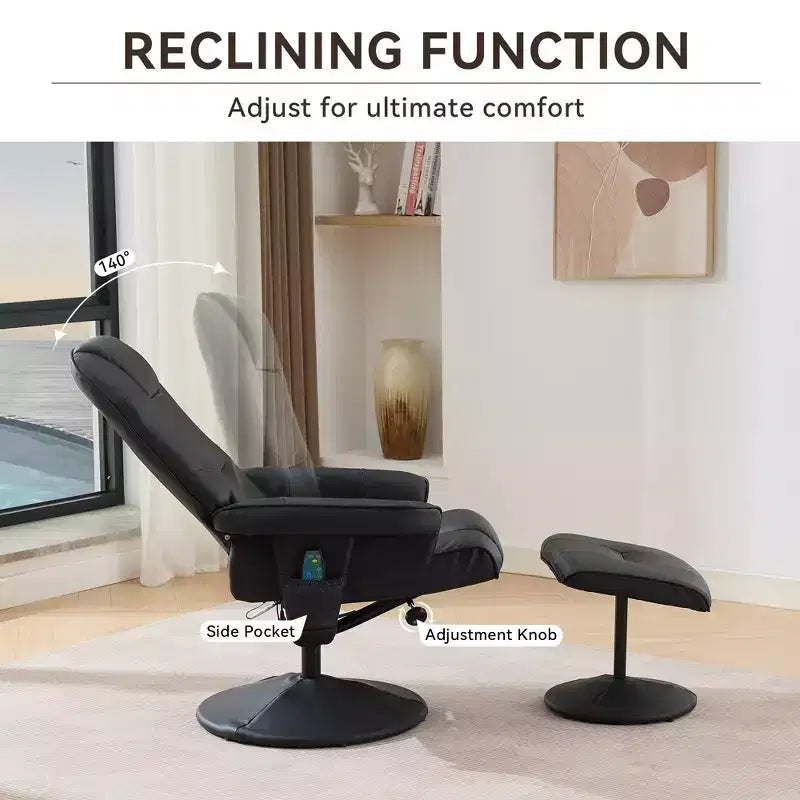 Fauteuil inclinable de massage GDFStudio Hegseth en similicuir avec repose-pieds