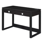 Bureau d'ordinateur HomeStock de 71 cm de haut en bois composite noir avec tiroir universel