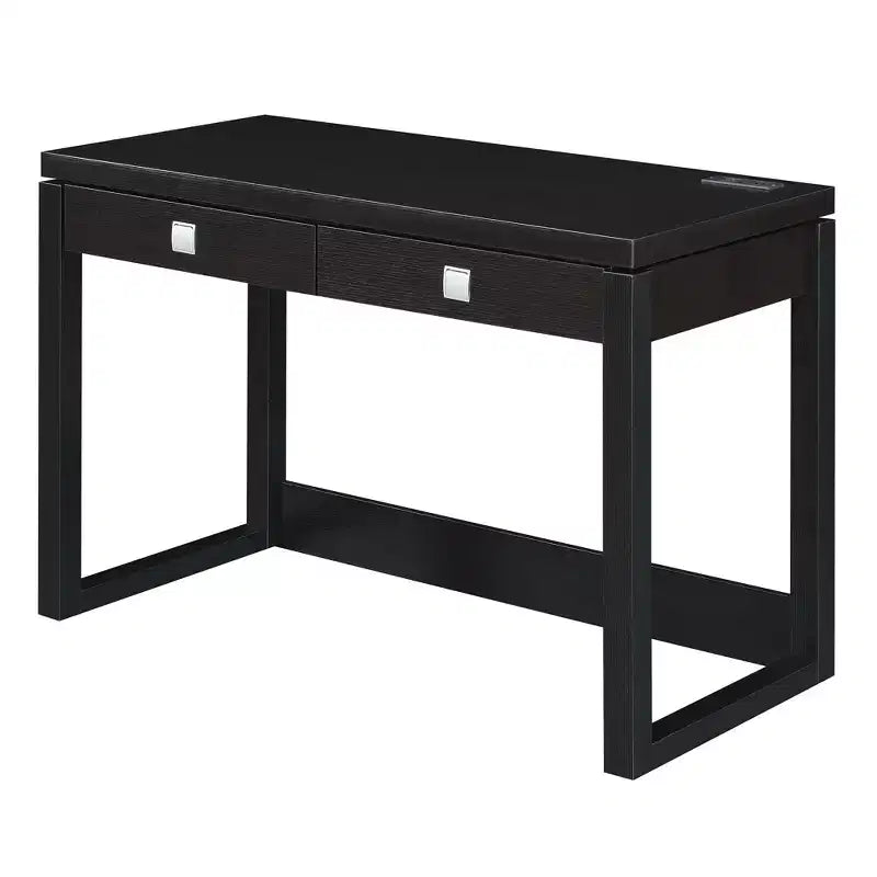 Bureau d'ordinateur HomeStock de 71 cm de haut en bois composite noir avec tiroir universel