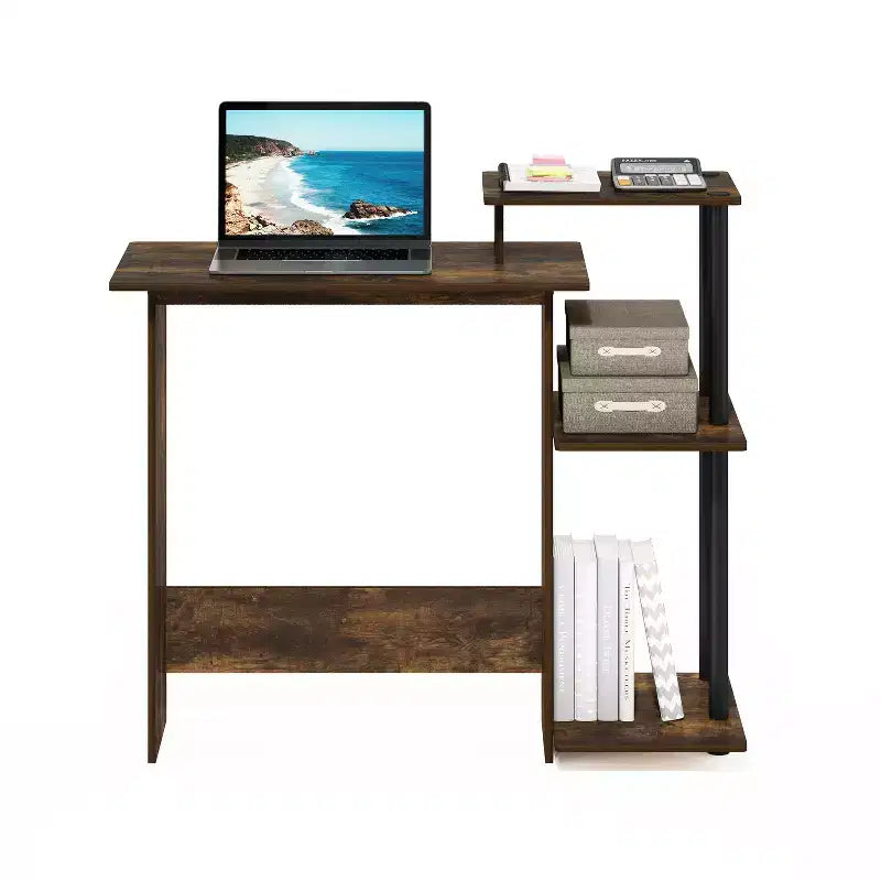 HomeStock Bureau en bois de peuplier couleur or de 76 cm de haut avec tiroir classeur