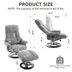 Fauteuil inclinable massant pivotant GDFStudio Cosette en chenille avec pouf