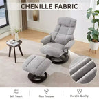 Fauteuil inclinable massant pivotant GDFStudio Cosette en chenille avec pouf