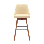 Chaise de bar HomeRoots pivotante de 76 cm, hauteur bar, en similicuir crème et bois marron avec pieds en bois massif
