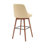 Chaise de bar HomeRoots pivotante de 76 cm, hauteur bar, en similicuir crème et bois marron avec pieds en bois massif