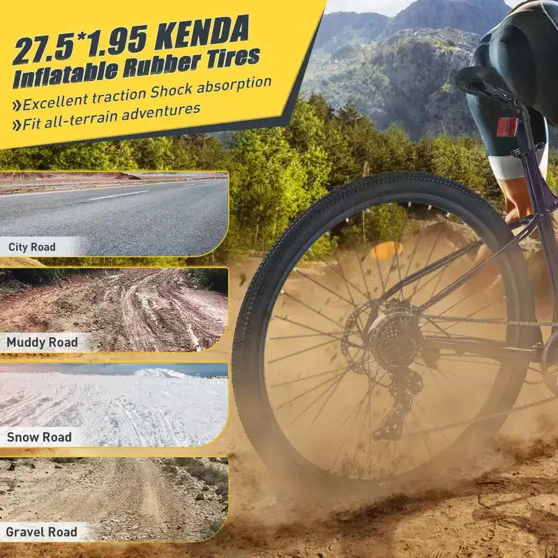VTT Okak 27,5 pouces avec cadre en alliage d'aluminium, vélo tout-terrain pour enfants avec 21 vitesses et suspension avant, vélo pour enfants et adultes