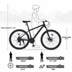 VTT Okak 27,5 pouces avec cadre en alliage d'aluminium, vélo tout-terrain pour enfants avec 21 vitesses et suspension avant, vélo pour enfants et adultes