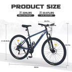 VTT Okak 27,5 pouces avec cadre en alliage d'aluminium, vélo tout-terrain pour enfants avec 21 vitesses et suspension avant, vélo pour enfants et adultes