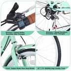 Vélos Cruiser Okak 22" avec panier avant, vélo pour filles avec cadre en acier, freins en V et selles confort, vélo adulte pour filles et femmes