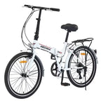 Vélo pliant Okak 24 pouces avec 7 vitesses et cadre en acier, vélos de croisière avec porte-bagages arrière et garde-boue, vélo adulte pour les voyages et les trajets quotidiens