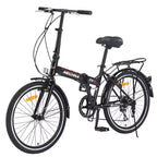 Vélo pliant Okak 24 pouces avec 7 vitesses et cadre en acier, vélos de croisière avec porte-bagages arrière et garde-boue, vélo adulte pour les voyages et les trajets quotidiens