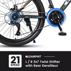 Vélo VTT Okak 24 pouces avec cadre en acier, vélo enfant avec 21 vitesses Shimano, freins à disque double et suspension avant, bicyclette pour adolescents
