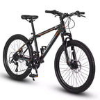 Vélo VTT Okak 24 pouces avec cadre en acier, vélo enfant avec 21 vitesses Shimano, freins à disque double et suspension avant, bicyclette pour adolescents