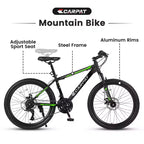 Vélo tout terrain Okak 26 pouces, 21 vitesses et freins à disque, vélo de cross pour enfants avec cadre en acier à haute teneur en carbone, vélo pour hommes adultes et adolescents