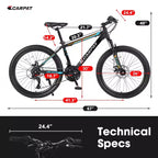 Vélo tout terrain Okak 26 pouces, 21 vitesses et freins à disque, vélo de cross pour enfants avec cadre en acier à haute teneur en carbone, vélo pour hommes adultes et adolescents