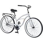 Vélos de croisière Okak 26 pouces à vitesse unique avec cadre en acier, vélo pour adultes avec roues larges et freins à rétropédalage arrière, vélo pour hommes et femmes