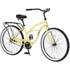 Vélos de croisière Okak 26 pouces à vitesse unique avec cadre en acier, vélo pour adultes avec roues larges et freins à rétropédalage arrière, vélo pour hommes et femmes