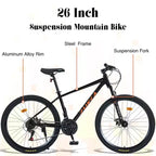 Vélo adulte Okak 26 pouces, 24 vitesses, fourche suspendue, VTT avec pneus KENDA et freins à disque, VTT à pneus larges pour hommes et femmes