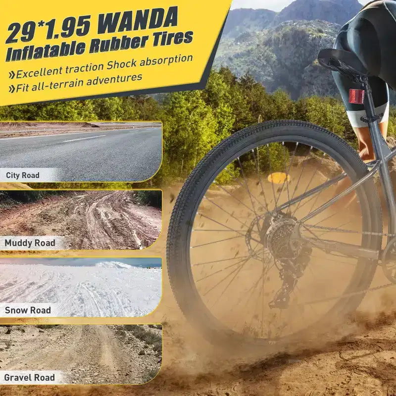 VTT Okak 29 pouces avec système 8 vitesses, Dirt Bike avec cadre en acier et suspension avant, vélo pour adultes hommes, femmes, garçons et filles