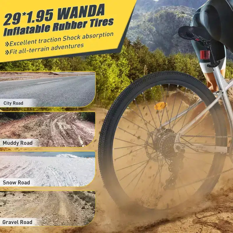 VTT Okak 29 pouces avec système 8 vitesses, Dirt Bike avec cadre en acier et suspension avant, vélo pour adultes hommes, femmes, garçons et filles