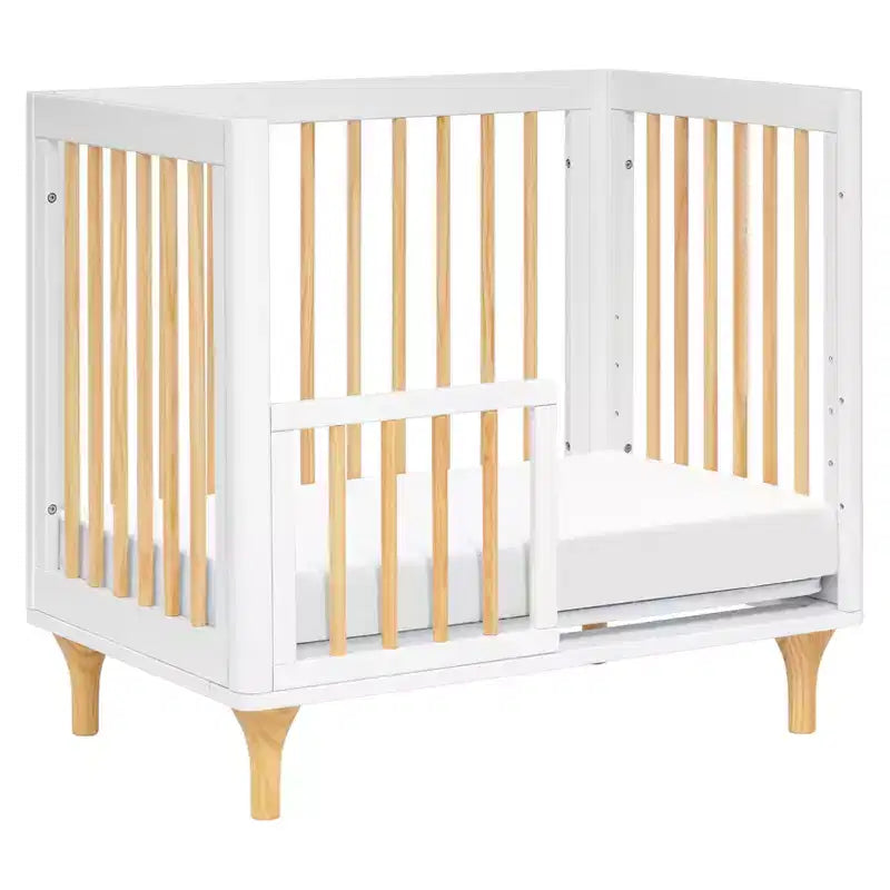 Mini-lit convertible et lit jumeau Babyletto Lolly 4-en-1 avec kit de conversion pour lit de tout-petit - Blanc et naturel