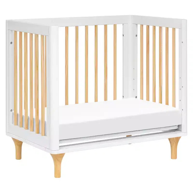 Mini-lit convertible et lit jumeau Babyletto Lolly 4-en-1 avec kit de conversion pour lit de tout-petit - Blanc et naturel